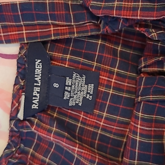 SOLD! Ralph Lauren Girl's Blue and Red Plaid Tank Top Shirt Size 8 - Picture 4 of 4
